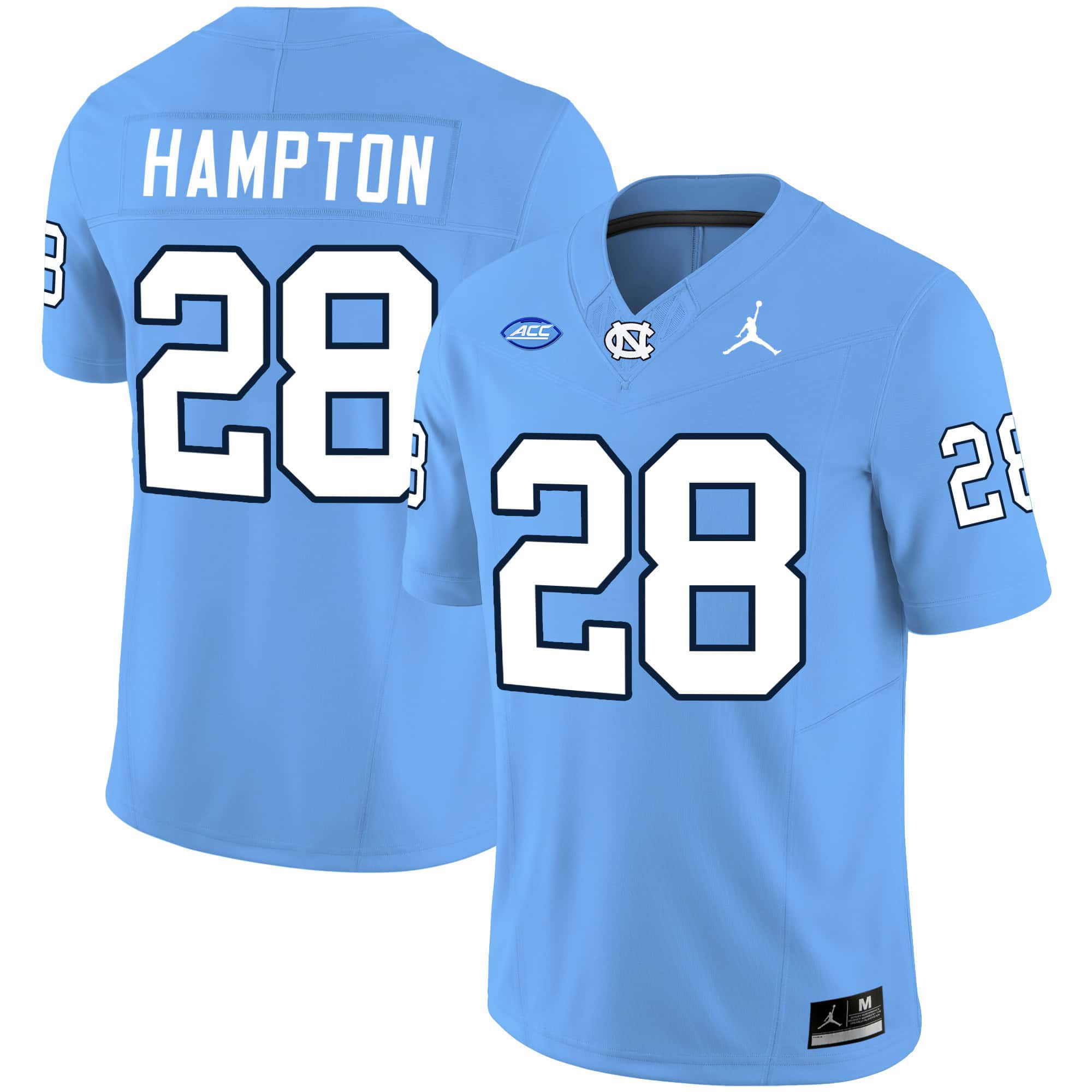 Men North Carolina Tar Heels #28 Hampton Light Blue 2024 Vapor Limited NCAA Jersey style 1